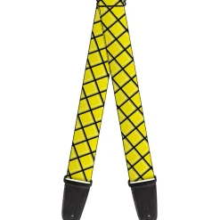 Guitar Strap - Wire Grid Yellow Black Gray