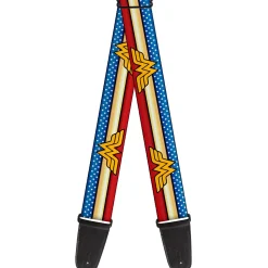 Guitar Strap - Wonder Woman Logo Stripe/Stars Red/Gold/Blue/White