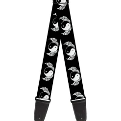 Guitar Strap - Yin Yang w Wings Black White