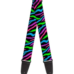 Guitar Strap - Zebra Black Blue Green Pink Purple