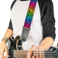 Guitar Strap - Zebra Rainbow Ombre
