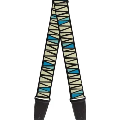 Guitar Strap - Zig Zag Doodle Black Cream Blues