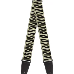 Guitar Strap - Zig Zag Doodle Cream Black