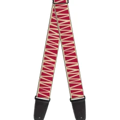 Guitar Strap - Zig Zag Doodle Tan Red
