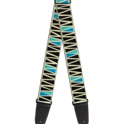 Guitar Strap - Zig Zag Doodle Cream Black Blues