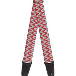 Guitar Strap - Zig Zag White Tan Gray Red