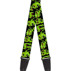 Guitar Strap - Zombie Expressions Black Green Red