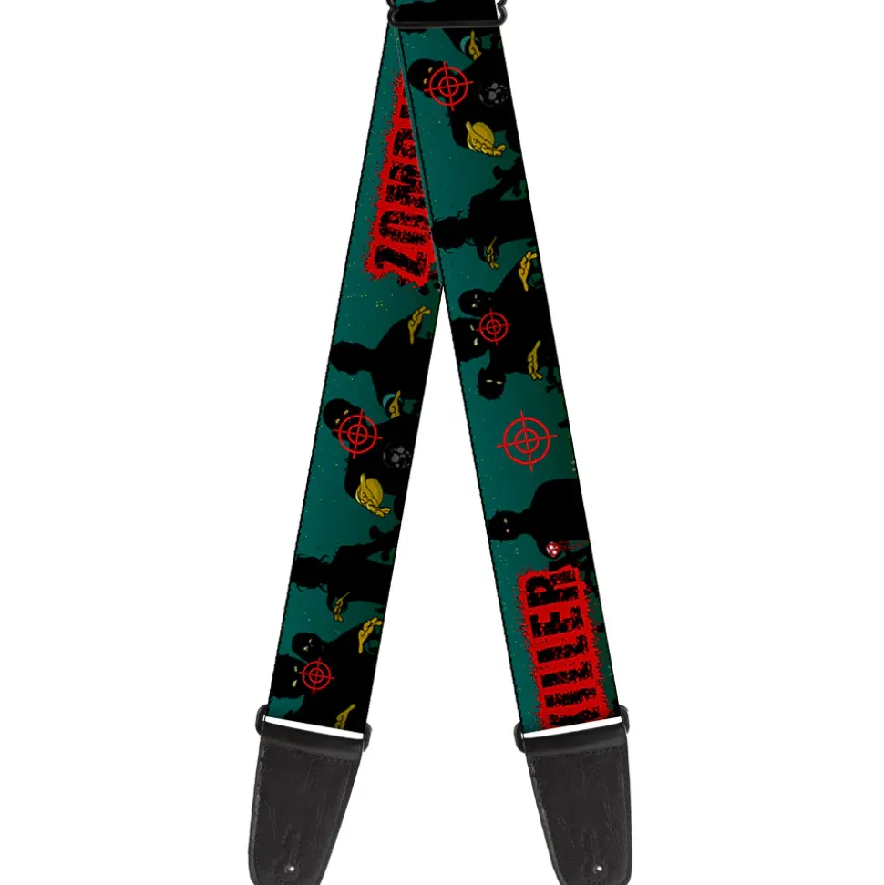 Guitar Strap - ZOMBIE KILLER Zombie March Green Red Black