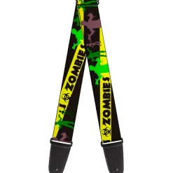 Guitar Strap - Zombies Biohazard Black Yellow Green