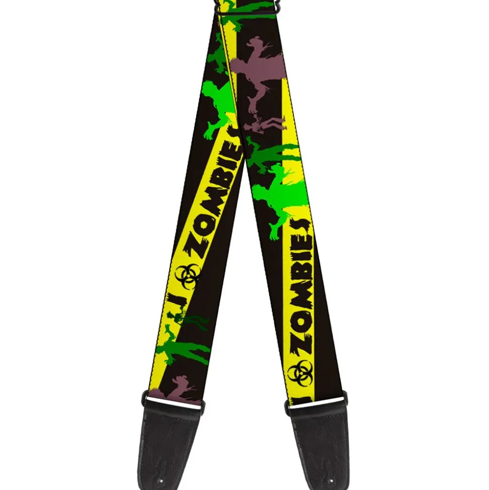 Guitar Strap - Zombies Biohazard Black Yellow Green