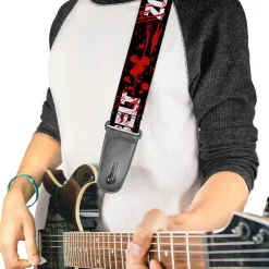 Guitar Strap - ZOMBIES RUINED THIS BELT Black White Red Splatter