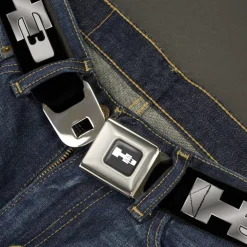H3 Seatbelt Belt - H3 Black/Silver Logo REPEAT Webbing