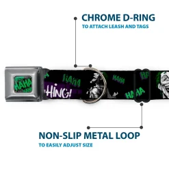 HAHA Stacked Black/Gray/Green Seatbelt Buckle Collar - Joker DIE LAUGHING! HAHA Black/Purple/Green