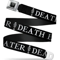 Harry Potter Logo Full Color Black/White Seatbelt Belt - DEATH EATER/Dark Mark Black/White Webbing