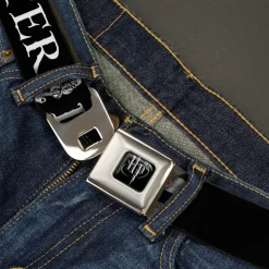 Harry Potter Logo Full Color Black/White Seatbelt Belt - DEATH EATER/Dark Mark Black/White Webbing