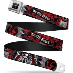 Harry Potter Logo Full Color Black/White Seatbelt Belt - DEATH EATER Scroll/Symbol Black/Gray/White/Red Webbing