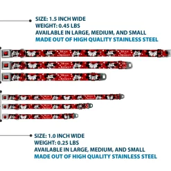 Heart Full Color Black/Red Seatbelt Buckle Collar - Mickey & Minnie HUGS & KISSES Poses Reds/White