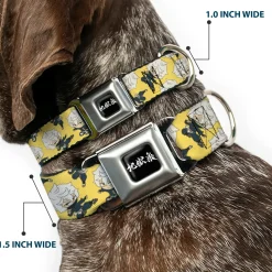 Hell's Paradise Kanji Title Logo Full Color Black/White Seatbelt Buckle Collar - Hell's Paradise Chibi Gabimaru Poses Scattered Yellow