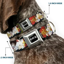 Hell's Paradise Kanji Title Logo Full Color Black/White Seatbelt Buckle Collar - Hell's Paradise Gabimaru and Sagiri Title Pose and Logo Red