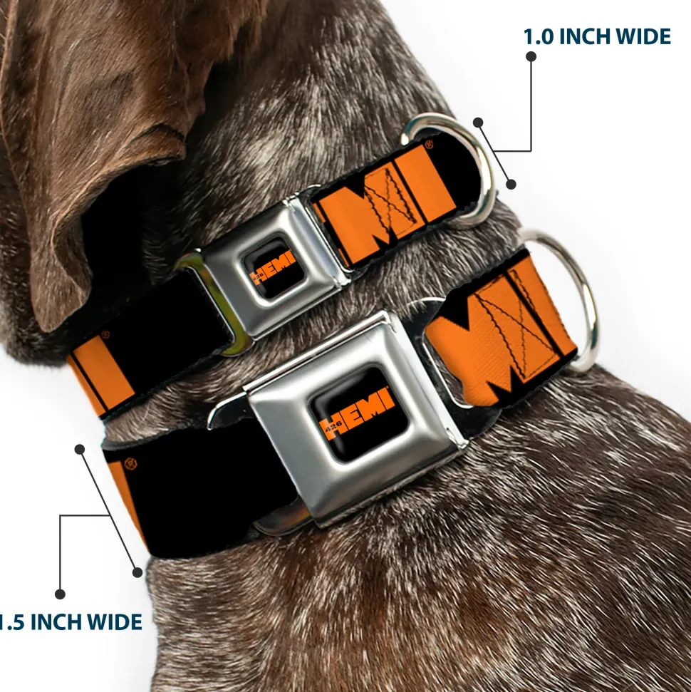 HEMI 426 Logo Full Color Black Orange Seatbelt Buckle Collar - HEMI 426 Logo Repeat Black/Orange