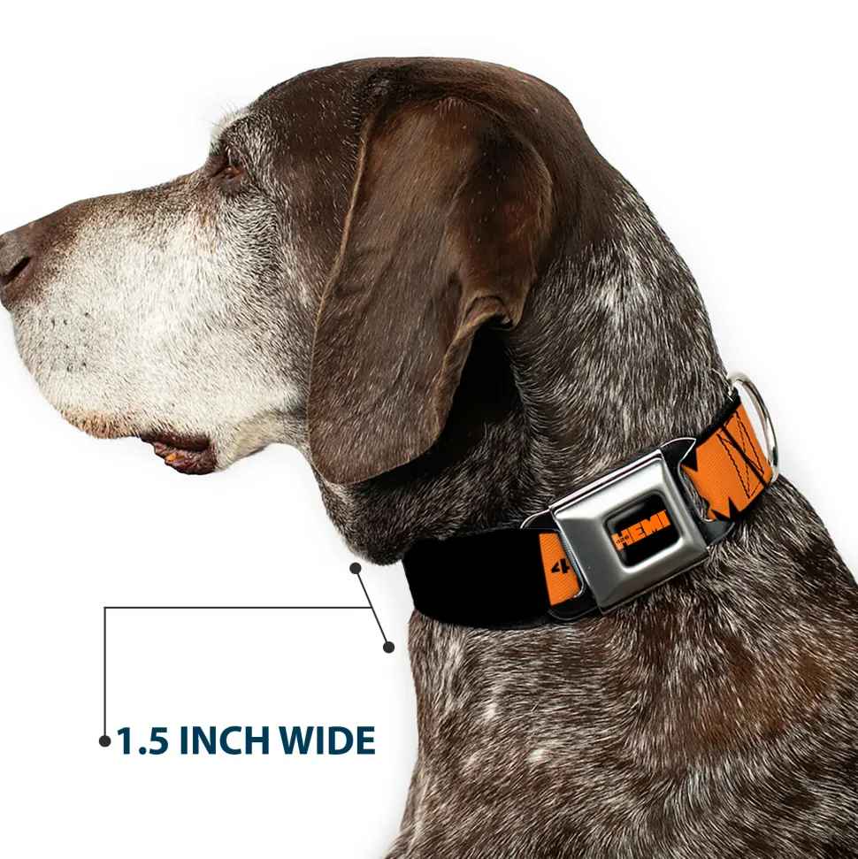 HEMI 426 Logo Full Color Black Orange Seatbelt Buckle Collar - HEMI 426 Logo Repeat Black/Orange