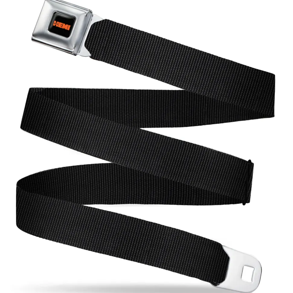 HEMI 426 Logo Full Color Black/Orange - Seatbelt Belt - Black Webbing