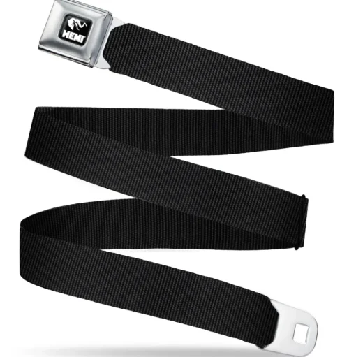 HEMI Elephant Logo Full Color Black/White - Seatbelt Belt - Black Webbing
