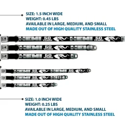 HEMI Elephant Logo Full Color Black/White Seatbelt Buckle Collar - HEMI 426/Elephant Logo 50 YEARS Black/White/Silver-Fade