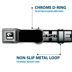 HEMI Elephant Logo Full Color Black/White Seatbelt Buckle Collar - HEMI 426/Elephant Logo 50 YEARS Black/White/Silver-Fade