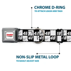 HENDRICK MOTORSPORTS Checker Logo Full Color Red/White Seatbelt Buckle Collar - Alex Bowman Autograph and #48 Checker Logo Black/White