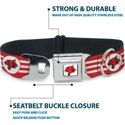 High School Musical East High School Wildcat Logo Full Color White/Red Seatbelt Buckle Collar - High School Musical East High School EHS Wildcats Logo/Stripe White/Red