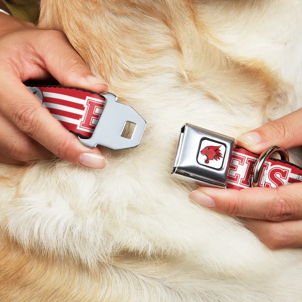 High School Musical East High School Wildcat Logo Full Color White/Red Seatbelt Buckle Collar - High School Musical East High School EHS Wildcats Logo/Stripe White/Red