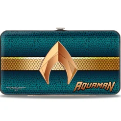 Hinged Wallet - AQUAMAN Icon Scales Stripe Blues Golds