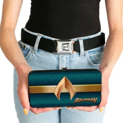 Hinged Wallet - AQUAMAN Icon Scales Stripe Blues Golds