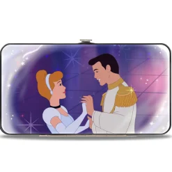 Hinged Wallet - Cinderella & Prince Ball Scene + Crown Icon Purples White