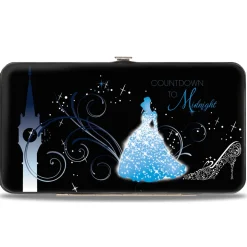 Hinged Wallet - Cinderella COUNTDOWN TO MIDNIGHT Pose + Pumpkin Coach Silhouette Black Blues White