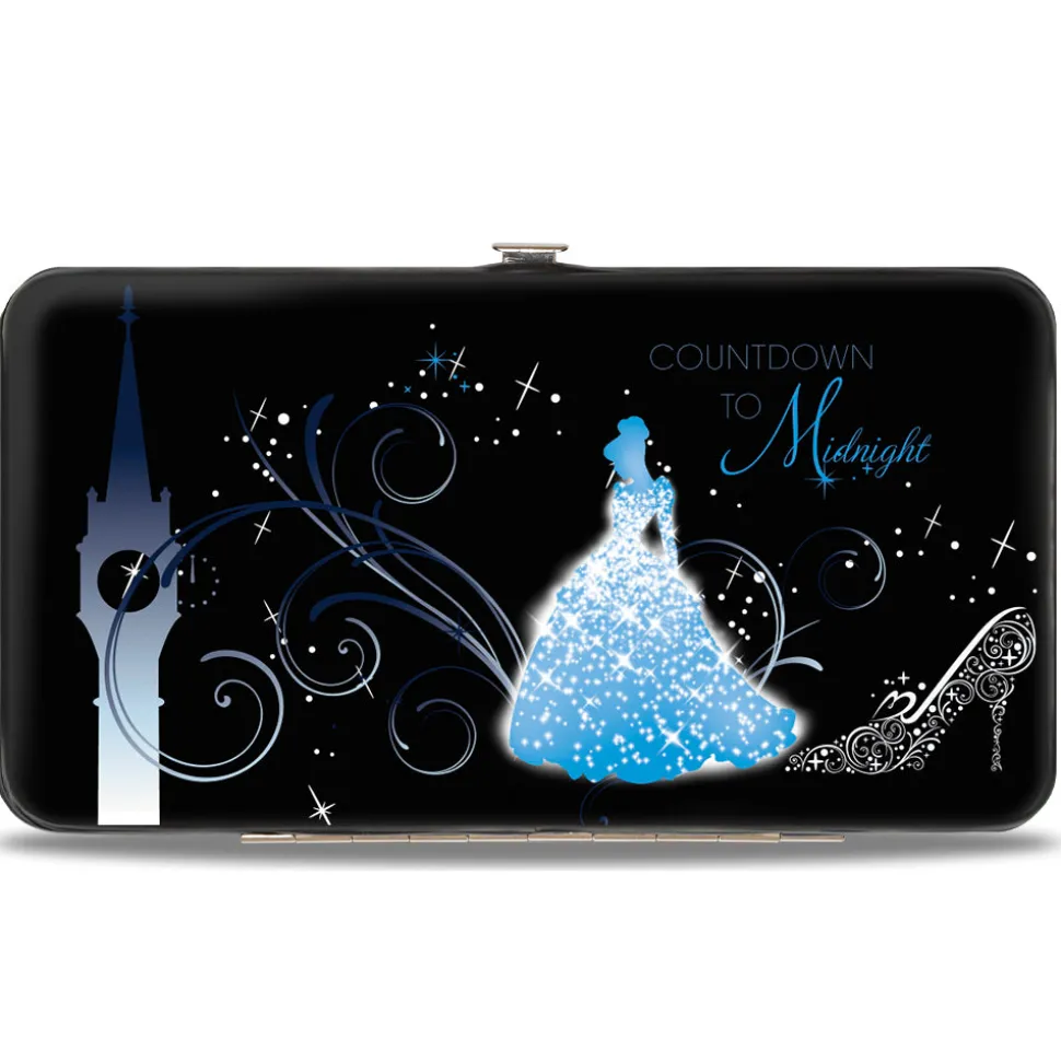 Hinged Wallet - Cinderella COUNTDOWN TO MIDNIGHT Pose + Pumpkin Coach Silhouette Black Blues White