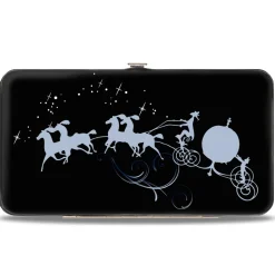 Hinged Wallet - Cinderella COUNTDOWN TO MIDNIGHT Pose + Pumpkin Coach Silhouette Black Blues White
