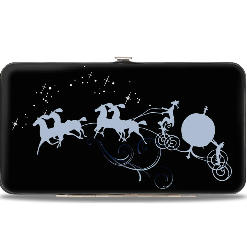 Hinged Wallet - Cinderella COUNTDOWN TO MIDNIGHT Pose + Pumpkin Coach Silhouette Black Blues White