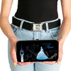 Hinged Wallet - Cinderella COUNTDOWN TO MIDNIGHT Pose + Pumpkin Coach Silhouette Black Blues White