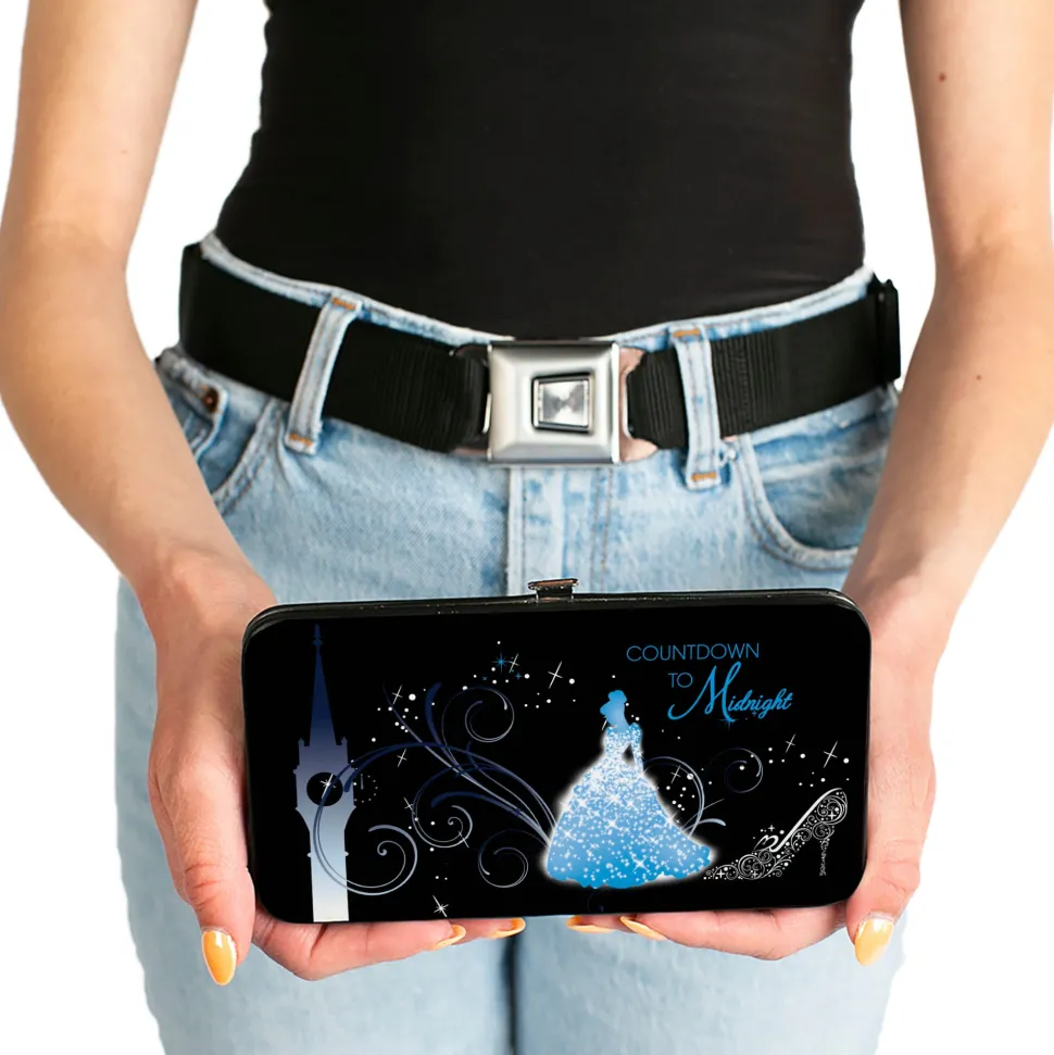 Hinged Wallet - Cinderella COUNTDOWN TO MIDNIGHT Pose + Pumpkin Coach Silhouette Black Blues White