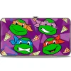 Hinged Wallet - Classic Teenage Mutant Ninja Turtles Faces + I "PIZZA-HEART" TMNT Purple Triangles Pizza