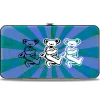 Hinged Wallet - Dancing Bear Trio Rays Swirl Blues Purples Black White