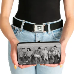 Hinged Wallet - FRIENDS 6-Character Lunch on a Skyscraper + Logo Vivid Grays Black White Multi Color