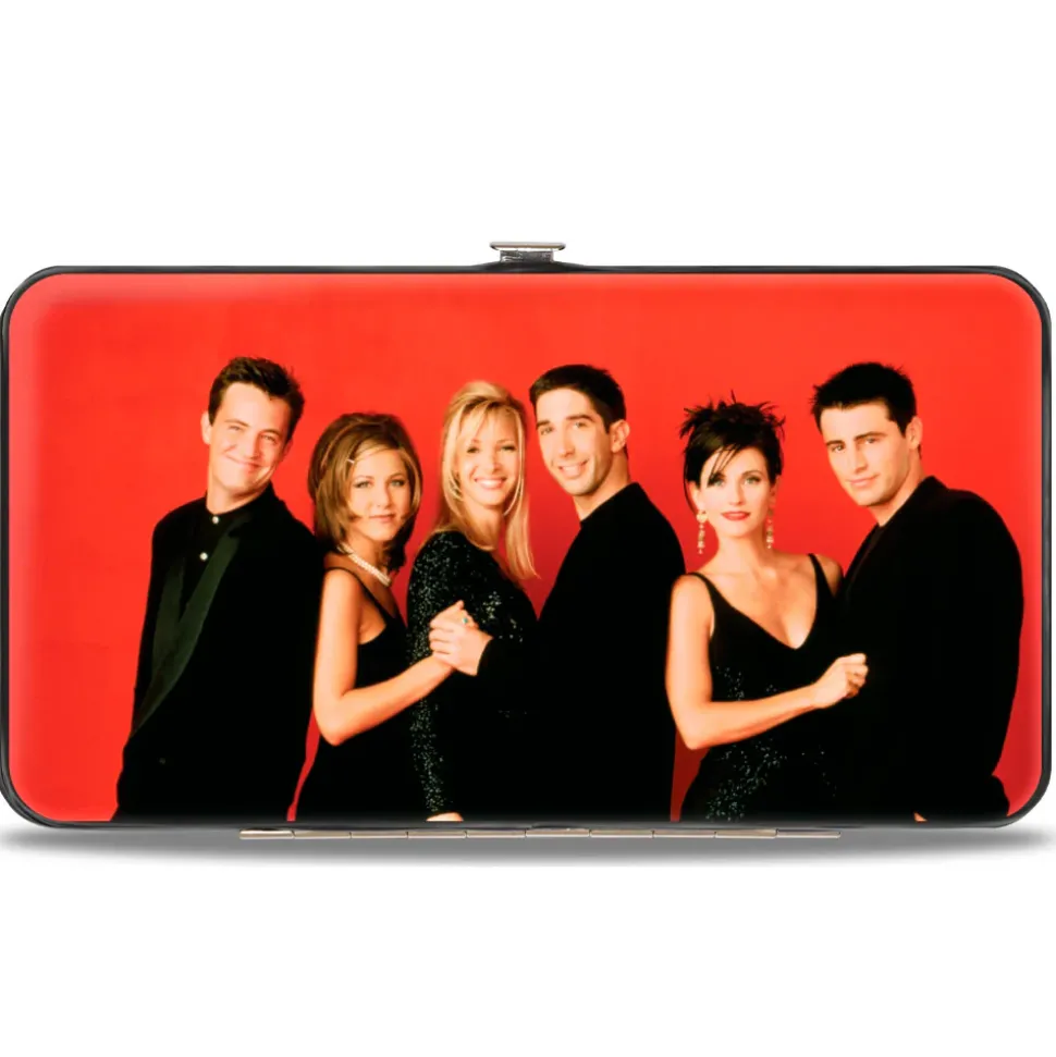 Hinged Wallet - Friends Season 2 6-Character Vivid Group Pose Red + FRIENDS THE TELEVISION SERIES Logo Black White Multi Color
