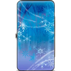 Hinged Wallet - Frozen II Elsa Pose Swirling Snowflakes Blues