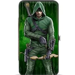 Hinged Wallet - Green Arrow Bow Pose + Arrows Greens