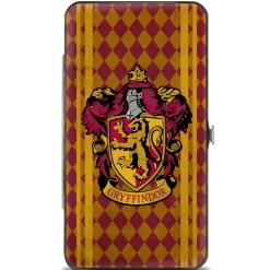 Hinged Wallet - GRYFFINDOR Crest Stripes Diamonds Red Golds