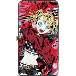 Hinged Wallet - Harley Quinn Pudding Anime Poses and Icons Collage Red/Black