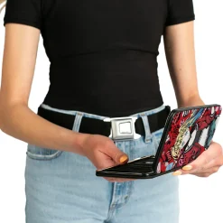 Hinged Wallet - Harley Quinn Pudding Anime Poses and Icons Collage Red/Black